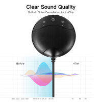 ไมโครโฟน USB แบบพกพาสำหรับการประชุม,ไมค์คอนเดนเซอร์รับเสียงได้รอบทิศทาง360 ° พร้อมฟังก์ชั่นควบคุมเสียงและเงียบปลั๊กแอนด์เพลย์ตัดเสียงรบกวนใช้งานได้กับ Windows MacOS สำหรับคอมพิวเตอร์พีซีแล็ปท็อปวิดีโอการประชุมการบันทึกวิดีโอเกม SkypeTH