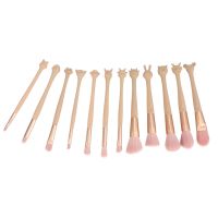 Chinese Zodiac 12Pcs Pink Makeup Brushes Make Up Brush Women Blush Powder Foundation Beauty Tool