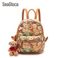 Seagloca Bear ใหม่ Jacquard กระเป๋าเป้สะพายหลังลําลอง ผ้าแคนวาส ลายหมีน่ารัก แฟชั่นสําหรับผู้หญิง No.1228