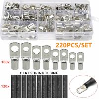 [HOT QAA,JXHKLWW 121] 60/220CPS Assortment รถ Auto Copper Ring Terminal Wire Crimp Connector Bare Cable ขั้วต่อแบตเตอรี่ Soldered Connectors Kit