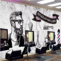 Custom Mens Hair Salon Wall Paper 3D Barber Shop Gray Cement Wall Background Mural Wallpaper 3D Man Salon Papel De Parede 3d