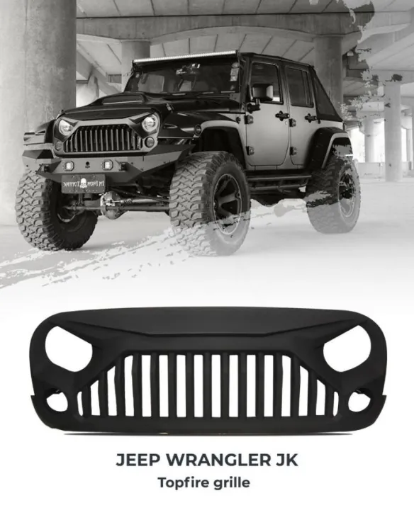 Jeep Wrangler JK Front Top Fire Grille Matte Black ( Jeep Wrangler Grill  Accessories ) | Lazada PH