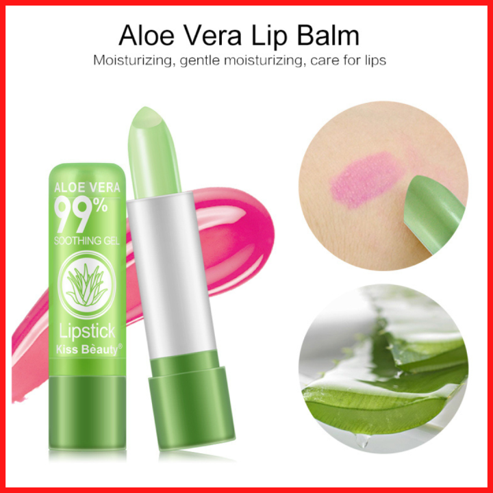 🍃💋💚 Plant Aloe Vera Gel Lip Balm Moisturizing Magic Lipstick Sunisa Pinkish Stain Glow