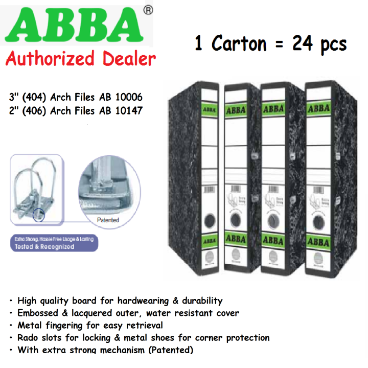ABBA SILVER Arch File 3 inch 404 / 2 inch 406 (24 pcs per carton) | Lazada