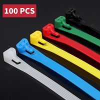 100 PCS Reusable Plastic Nylon Cable Ties Detachable Zipper Cable Ties Binding Straps Black White Red Yellow Green Garden Tie