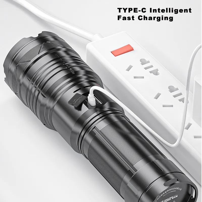 GT60 Self Defense Flashlight World's Most Powerful Camping LED Rechargeable  Lamp Electric Teaser High Power Lantern Torch Light