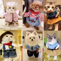 ZZOOI Funny West Cowboy Suit For Cat Costumes Sergeant Police Cosplay Dog Dress Women Nurse Lover Costume For Cat Sailor Pet Clothing