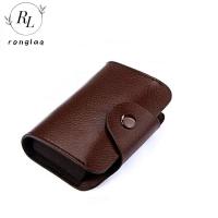 RONGLA กระเป๋าถือหนังแท้กระเป๋าเก็บบัตรธุรกิจที่ปลอดภัยที่ใส่บัตรประชาชน Dompet Koin กระเป๋าเก็บบัตรการ์ด Pilllow กระเป๋าเงินใส่บัตร