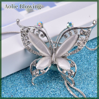 Aolie OPAL Stone Butterfly CHAIN เสื้อกันหนาวสร้อยคอยาวจี้ของขวัญสำหรับเครื่องประดับสาว