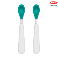 OXO ช้อนป้อนอาหารเด็ก แบบพกพา สีฟ้าน้ำทะเล l OXO Tot ON-THE-GO FEEDING SPOON TEAL ช้อนป้อนอาหารเด็กขนาดพอดีคำ ปลายช้อนทำจากซิลิโคน ปลอดภัยและนิ่มมาก ช่วยถนอมเหงือก มีขนาดกะทัดรัด พกพาสะดวก