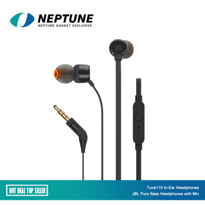 หูฟังJBL T110 หูฟังอินเอียร์ พร้อมไมโครโฟน มีปุ่มควบคุมการคุย In-Ear Headphones With Mic Tune 110