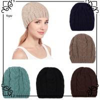 YUYU Womens Fashion Solid Color Crochet Beanie Knit Hat Baggy Ski Thick Cap