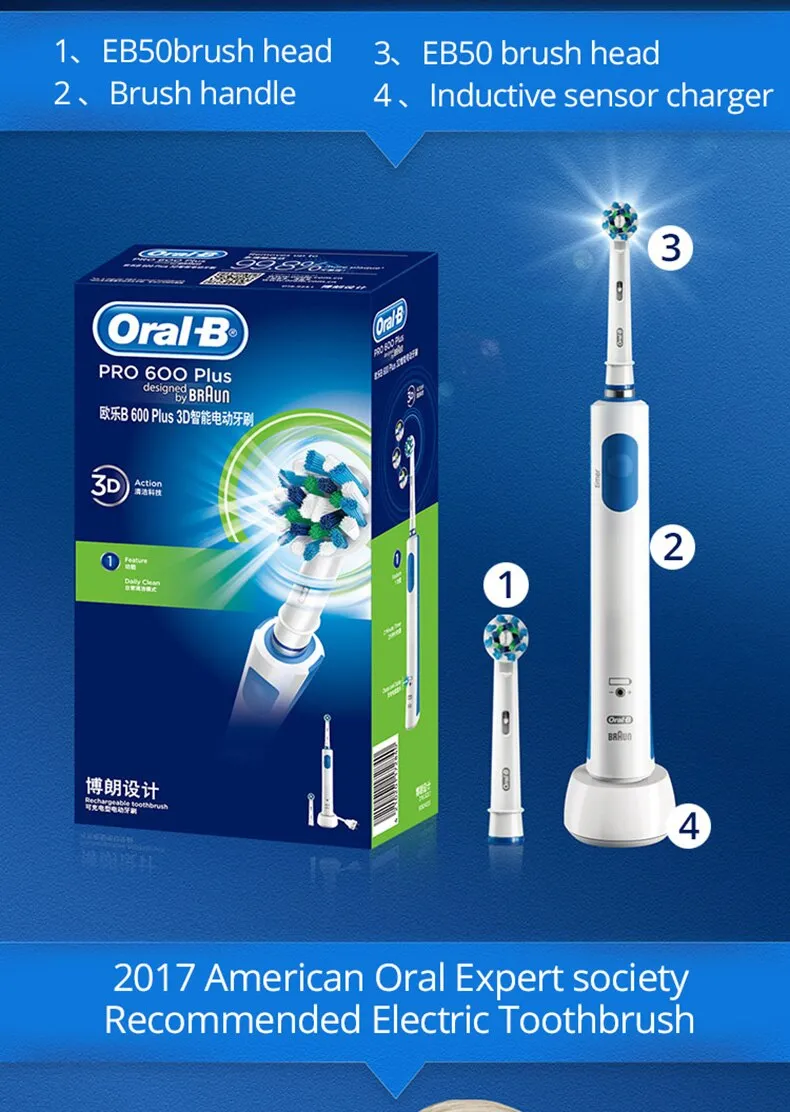 Title 7, Oral b sonic escova de dentes elétrica pro600 r...