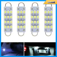 หลอดไฟอ่านหนังสือแผงครอบวงจรไฟ LED 4ชิ้น3528 12SMD 44มม. C5W ไฟประดับโคมไฟทรงโดม