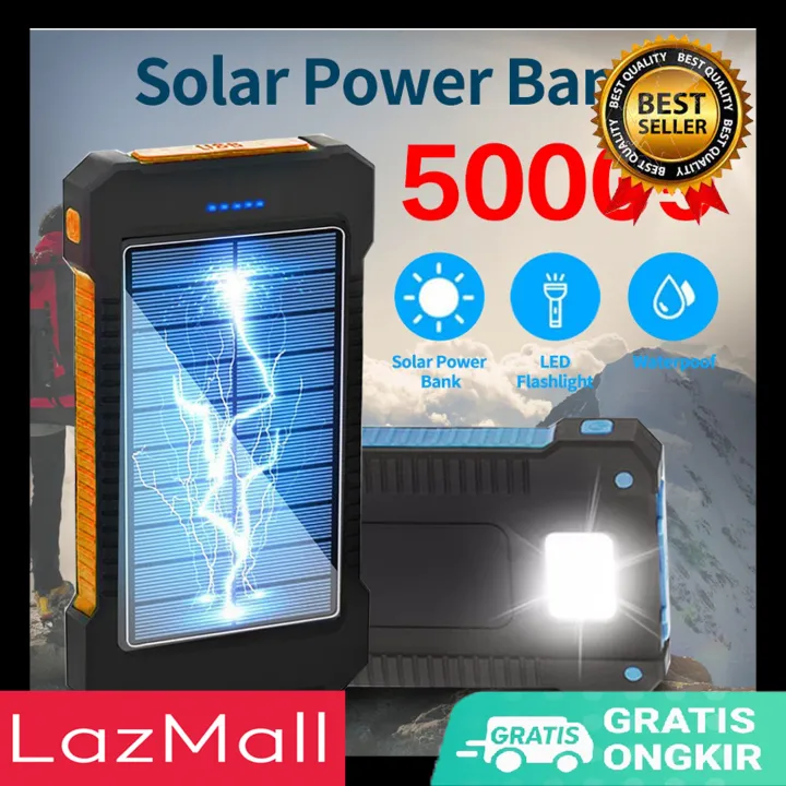 Terlaris Powerbank Listrik Dan Tenaga Surya 50000 Mah Asli Awet