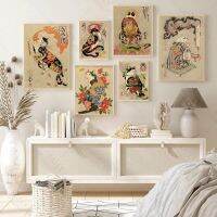 สไตล์ญี่ปุ่น Tattoo Cat Graffiti Art Canvas - Retro Wall Decor สำหรับทุกห้อง