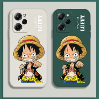 เคส Poco X5 Pro Case Luffy เคสกันกระแทกซิลิโคนเหลวแบบเต็มรูปแบบต้นฉบับสี่เหลี่ยมจัตุรัสตัวป้องกันกล้องด้านหลัง