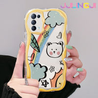 Jjlingji เคสสำหรับ OPPO Reno 5 5 5G Reno 5K 5G ค้นหา X3 Lite ลายการ์ตูนหมีรุ้งเนื้อครีมดีไซน์ใหม่กันกระแทกแบบใสนิ่มเคสมือถือโปร่งใสลายกล้องถ่ายรูปเรียบง่ายอ่อนโยนฝาครอบป้องกัน