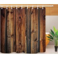 Vintage Wood Doors Shower Curtain Mat Decorative Waterproof Polyester Fabric Bathroom Curtain with Hooks Home Bath Decor