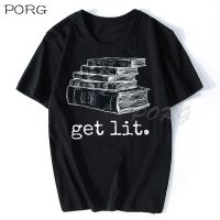 Get Lit หนังสือสีดำเสื้อยืดสั้นแขนสั้น O-Neck Harajuku Streetwear Tshirt Oversize เสื้อยืดบุรุษเสื้อผ้า S-5XL