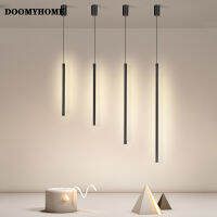 DOOMYHOME ไฟโคมไฟแขวน LED สไตล์โมเดิร์นแบบใหม่ยาวสีดำสีทองแบบเรียบง่ายสำหรับห้องรับประทานอาหารข้างเตียงนอนห้องโถงโรงแรมบาร์โคมไฟในร่ม