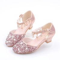 Kids Princess Shoes Girls Casual Glitter Shoes Children High Heel Girls Shoes Pink Silver Shoes