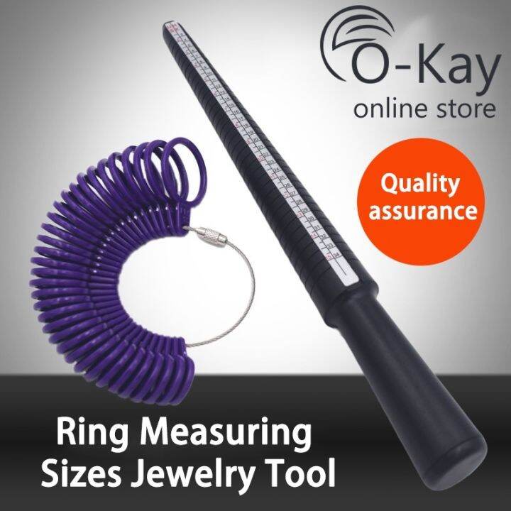 OKAY 1 Set Ring Sizer Finger Sizing jewelers Measuring Stick Metal finger Ring gauge set US/HK
