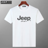 JEEP SPIRIT เสื้อยืดผู้ชายคอกลมแขนสั้นไซส์ใหญ่,เสื้อยืดสีดำพิมพ์ลายสีพื้นแขนสั้นอินเทรนด์สำหรับฤดูร้อน