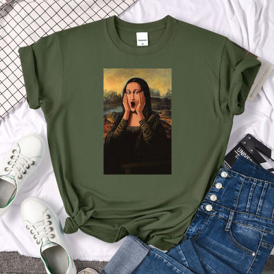 T Shirts Mona Lisa Hugging Cat Lovely Cute Printed T-Shirt For WomenS Crewneck Gothic Women Tshirt Casual Oversize Tee Shirts