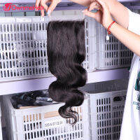 4X4ปิดลูกไม้โปร่งใสเฉพาะผมมนุษย์ Body Wave Lace Closure บราซิล Remy Hair Closure Natural Hairline Bleached Knots