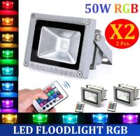 ราคาส่ง X2 เเพ็คคู่ !! ไฟประดับ สปอร์ตไลท์ led สี rgb 50W สลับเปลี่ยนสีเองอัตโนมัติ 16 เฉดสี ให้แสงสีสวยงาม สำหรับเป็นตกเเต่งอาคาร สวน ทางเดิน ตึก ไฟส่องป้าย ควบคุมการใช้งานด้วยรีโมทคอนโทรล จำนวน 2 ชิ้น