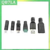 QB7LA 1x DC Power Female Jack to Mirco Type C Mini 5pin USB A Male Female converter Power Adapter Plug Connector for Laptop 5.5x2.1mm