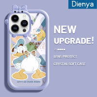 เคส Dienya สำหรับ Iphone 14 Pro Max 14 Plus เคสรูปโบว์ลายการ์ตูนเป็ดนิ่มกันกระแทกเคสโทรศัพท์โปร่งใสป้องกันการตกหล่นซิลิก้าเจลฝาครอบป้องกันเลนส์กล้องถ่ายรูป