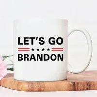 Lets Go Brandon Conservative US Flag Gift Print Ceramic Mug High Capacity Collapsible Woman Water Cup Juice Lady Mug Coffee Mug