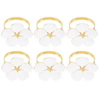 Napkin Rings Set of 6 Napkin Rings Holders White Flowers Napkin Buckles Elegant Napkin Holders for Dinner Table