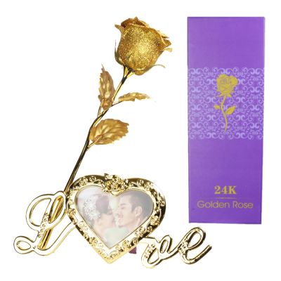 【cw】 Colorful Gold Foil PlatedArtificial FlowersFriend Valentine 39;s DayWedding PartyDecoration Fake Flowers 【hot】