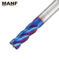 MANF 4 ขลุ่ย HRC65 4mm 5mm 6mm 8mm Blue Nano Tungsten Steel End Mill Milling Cutter ทังสเตนโคบอลต์อัลลอยด์ TiAIN End Mills