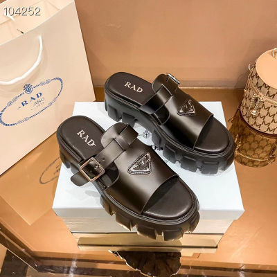 【Original Label】2023 Summer New Thick Sole Gear Hollow Woven Baotou Womens Shoes Triangle Roman Retro Sandals Beach Shoes