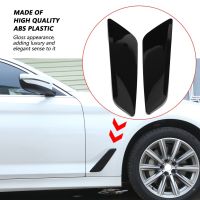 2Pc For BMW 5 Series G30 2017-2018 Fender Side Air Vent Outlet Cover Trim Decorative Sticker Piano-Black Car Accessories