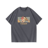 Summer New Cartoon Anime Short Sleeves Korean Style Womens Loose White Tigger T-shirt Fashion Casual Versatile Half Sleeves