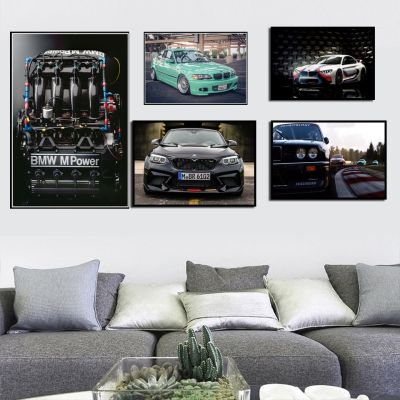 HD พิมพ์ Retro Collection BMW Power M3 E30 Super Car ภาพวาดโปสเตอร์ Wall Art ผ้าใบสำหรับห้องนั่งเล่นตกแต่งบ้าน