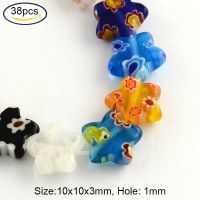 38pcs/strand Flower Handmade Millefiori Glass Beads Strands Mixed Color 10x10x3mm Hole: 1mm Jewelry making DIY