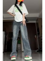 ❍ Autumn American retro high street jeans for women in spring and autumn new style small design niche straight wide leg pants