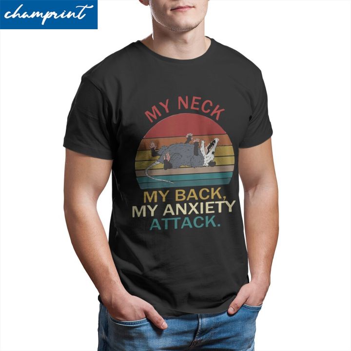 my-neck-back-anxiety-attack-opossum-sunset-t-shirts-for-men-funny-cotton-t-shirt-short-sleeve-t-shirt-100-cotton-gildan
