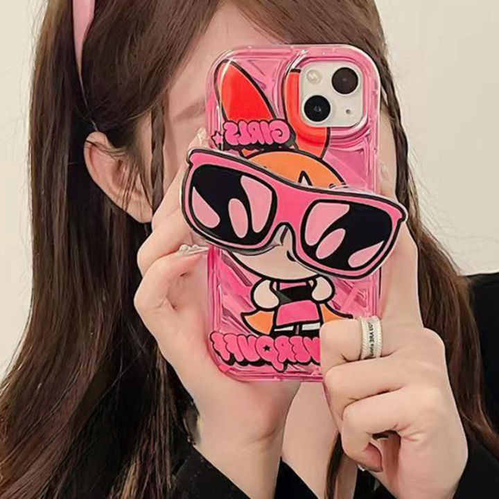 เคสสำหรับ-a5s-oppo-a12-a53-a33-a5-a7-a55-2020-a56-a53s-a54-a74-a93-a78-r15-a58-r17เคสมือถือหรูหราพวงกุญแจ-tpu-โปร่งใสโปร่งใสหรูหราพวงกุญแจ-powerpuff-สาวหยักแว่นกันแดดมือตัวยึดตัวจับลายการ์ตูนห่วงโซ่มุ