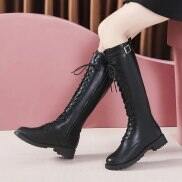 Plus Size Autumn Winter Knee High Boots Women Fashion Buckle High Tube PU