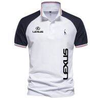 เสื้อโปโลฮิปฮอปสตรีทสำหรับผู้ชายพิมพ์ลายโลโก้รถ Lexus ลำลองใหม่คุณภาพสูงเสื้อโปโลกันเหงื่อเสื้อเล่นกอล์ฟของผู้ชาย