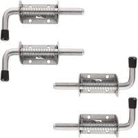 4 Pack 5 Inch Spring Loaded Latch Pin 304 Stainless Steel Barrel Bolt Thickened 2mm Door Lock, Brushed Finished