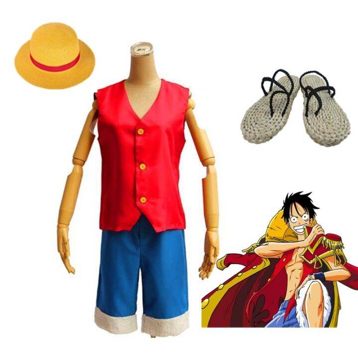 One Piece Monkey D Luffy Red Cape red suit cosplay costume man's