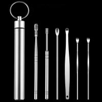 6Pcs/Set Ear Wax Pickers Stainless Steel Earpick Wax Remover Curette Ear Pick Cleaner Ear Cleaner Spoon Care Ear Clean Tool